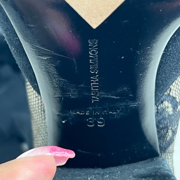 Tabitha Simmons Regina Lace & Suede Ankle Wrap Open Toe Heels Women Size 39 US 9 - Picture 9 of 11